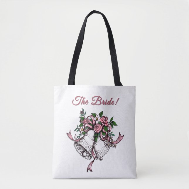 Bolsa Tote Sinos de casamento cor-de-rosa A noiva (Frente)