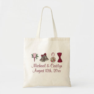 Bolsa Tote Sinos de Casamento Personalizados Flores Arco