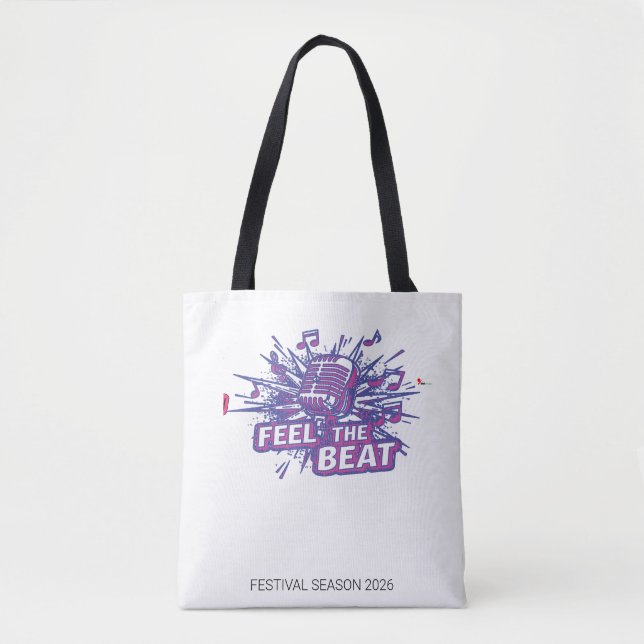 Bolsa Tote Sinta o Ritmo | Microfone Retro Personalizado Musi (Frente)
