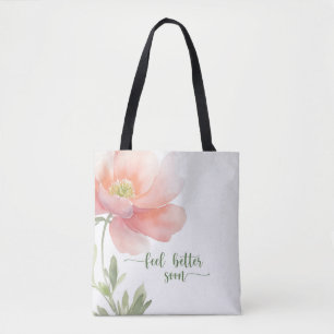 Bolsa Tote Sinta-se Melhor Pêssego Bem Grande Flor Aquarela