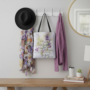 Bolsa Tote Sirva ao Senhor com alegria floral