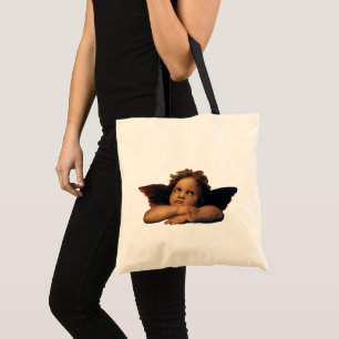Bolsa Tote Sistine Madonna, detalhe Angels de Raphael Sanzio