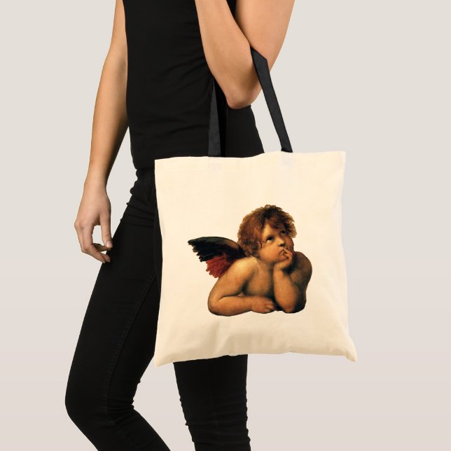 Bolsa Tote Sistine Madonna, detalhes de Angels por Raphael Sa (Frente (produto))