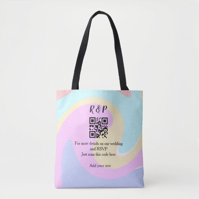 Bolsa Tote site de casamento rsvp código q r adicionar texto  (Frente)