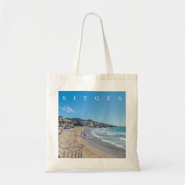 Bolsa Tote Sitges praia view toalha (Frente)