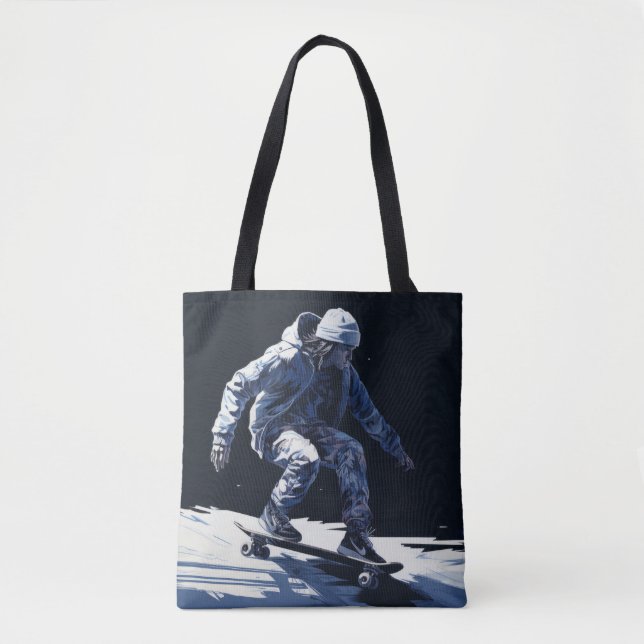 Bolsa Tote Skateboard Action Sport Painting Abstrato Art Deco (Frente)