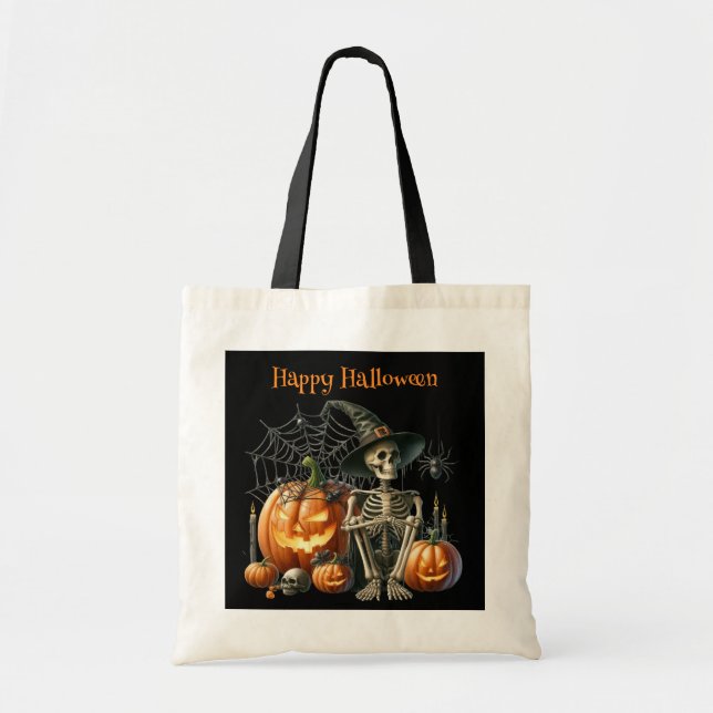 Bolsa Tote Skeleton Pumpkins Halloween Tote Bag (Frente)