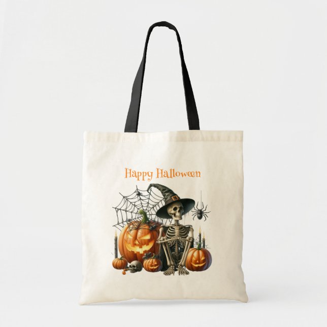 Bolsa Tote Skeleton Pumpkins Halloween Tote Bag (Frente)