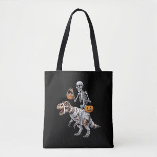 Bolsa Tote Skeleton Riding Mummy Dinosaur T rex Halloween