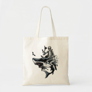 Bolsa Tote Skeleton Riding Shark Dias de as Bruxas engraçados