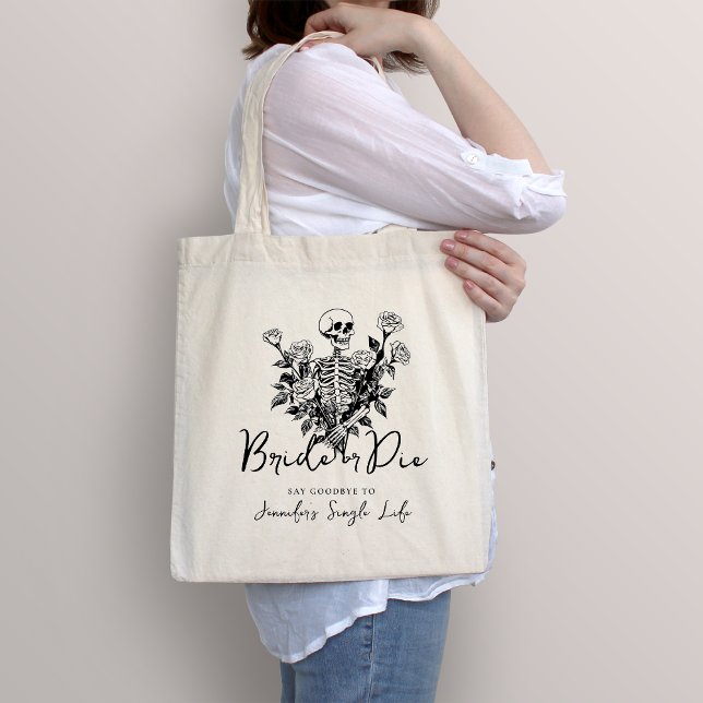 Bolsa Tote Skeleton Roses Bride or Die Bachelorette Party (Criador carregado)