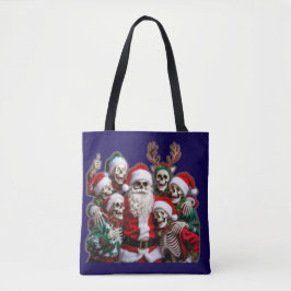 Bolsa Tote Skeleton Santa Christmas Group Photo – Festive 3D 