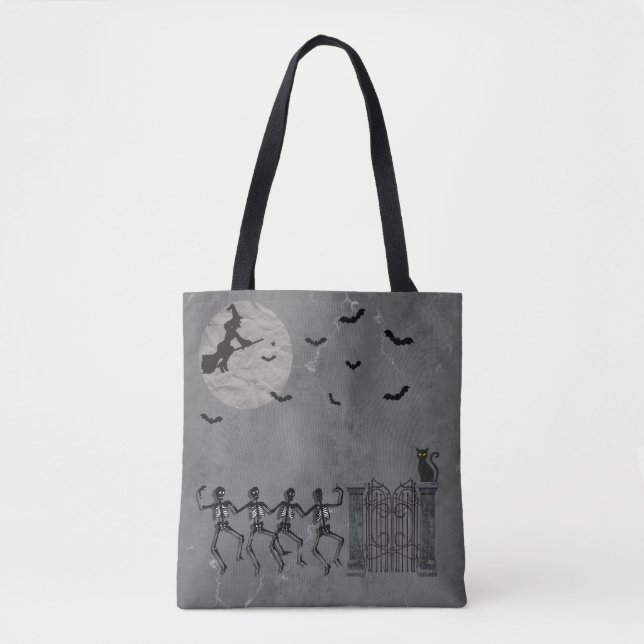 Bolsa Tote Skeletons Dançantes Na Noite (Frente)