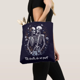 Bolsa Tote Skelton Lovers até a morte nos separamos