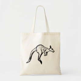 Bolsa Tote Sketch de canguru preto-e-branco saltando