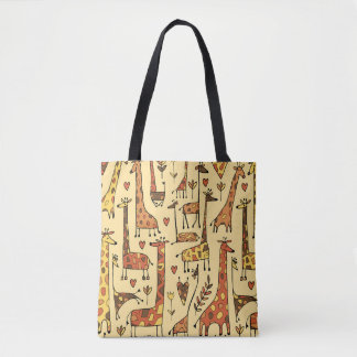 Bolsa Tote Sketch Giraffe, Design De Diversão Sem Olho.