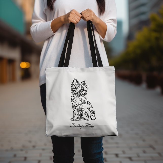 Bolsa Tote Sketch Yorkie personalizado (Criador carregado)