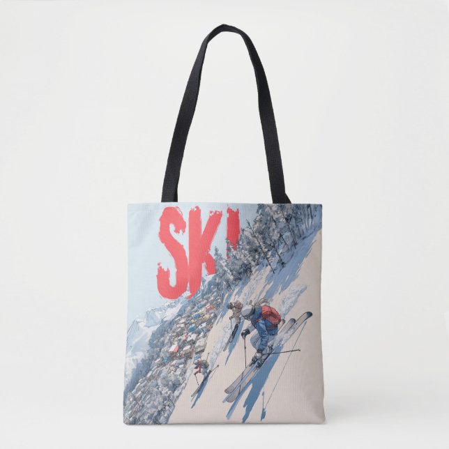 Bolsa Tote Ski Adventure on Mountain Slope (Frente)