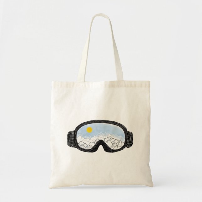 Bolsa Tote Ski Goggles Mountain View Illustration  (Frente)