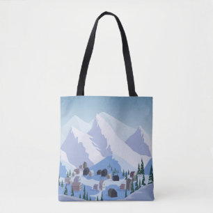 Bolsa Tote Ski Resort: Paisagem de Montanha Vintage