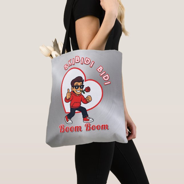 Bolsa Tote Skibidi Bidi Boom Boom Valentine Meme - Cartoon (Close Up)