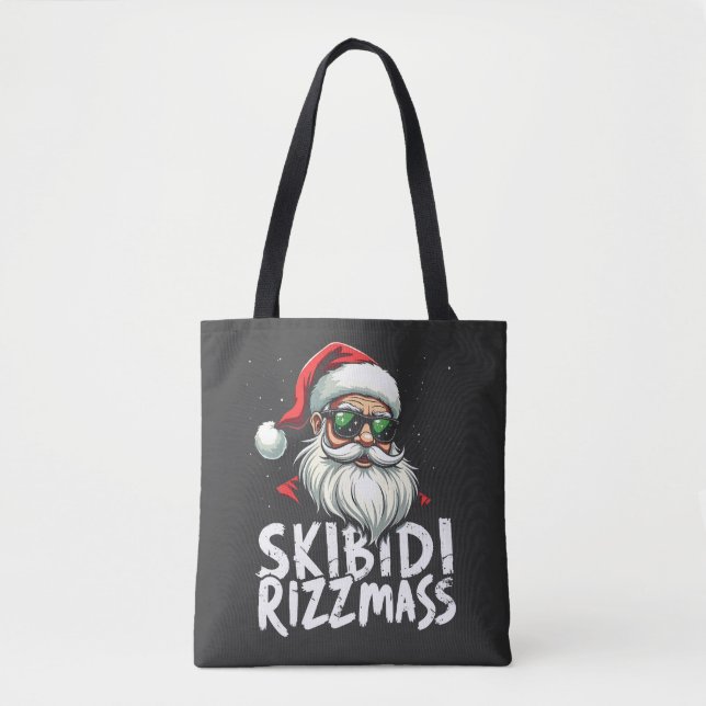 Bolsa Tote Skibidi Rizzmas Engraçado Gen Alpha Slang Natal (Frente)