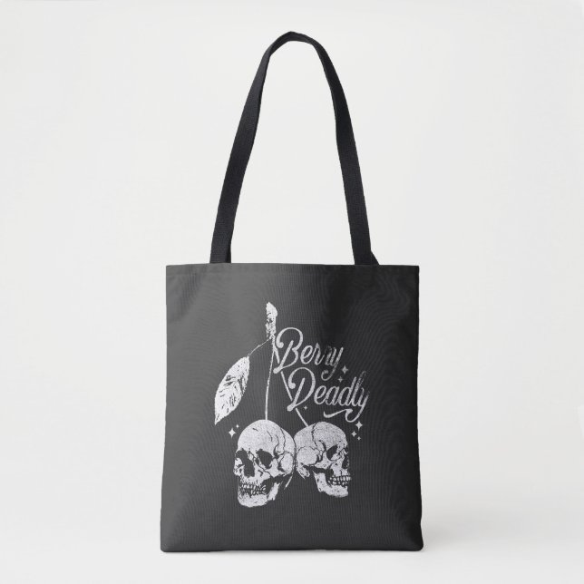 Bolsa Tote Skull Cherry Spooky and Sweet Gothic Halloween (Frente)