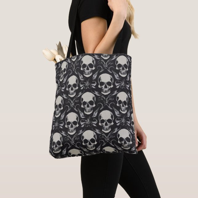 Bolsa Tote Skulls Black and Cinza Totoag (Close Up)