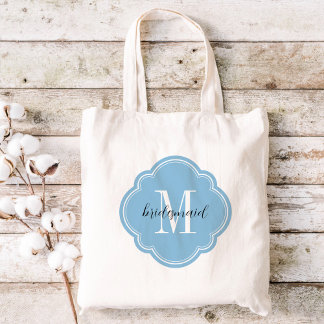 Bolsa Tote Sky Blue Monograma Bridesmaid Tot Bag