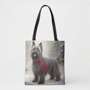 Bolsa Tote Skye Terrier Dog no Natal da Neve