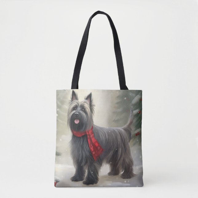Bolsa Tote Skye Terrier Dog no Natal da Neve (Frente)