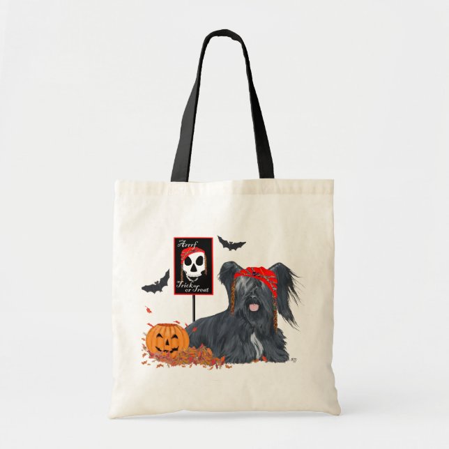 Bolsa Tote Skye Terrier Pirate para o Dia das Bruxas (Frente)