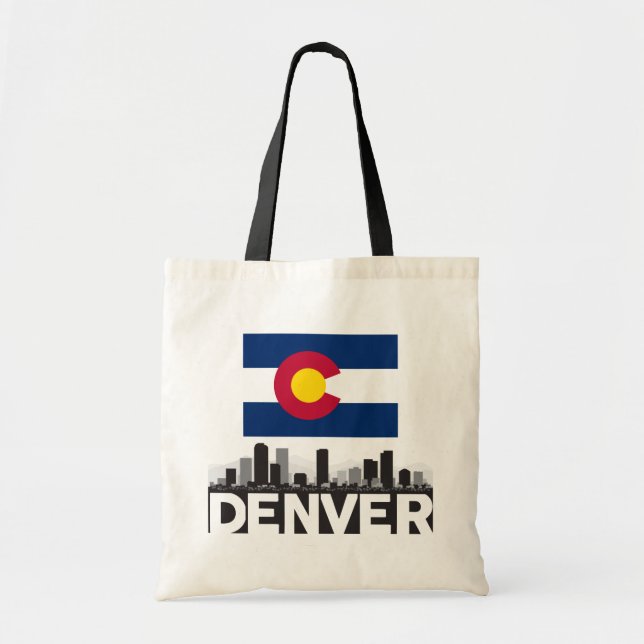 Bolsa Tote Skyline da bandeira de Denver Colorado (Frente)