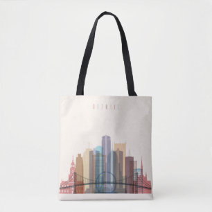 Bolsa Tote Skyline da cidade de Detroit, Michigan  