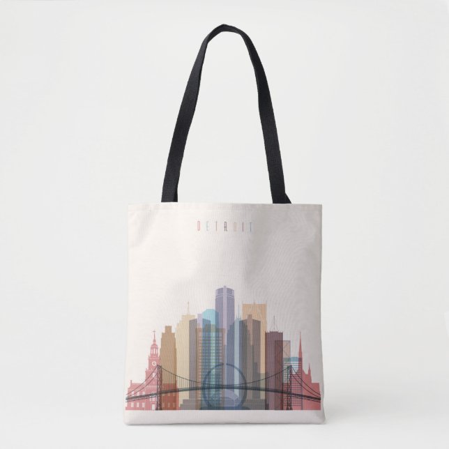 Bolsa Tote Skyline da cidade de Detroit, Michigan | (Frente)