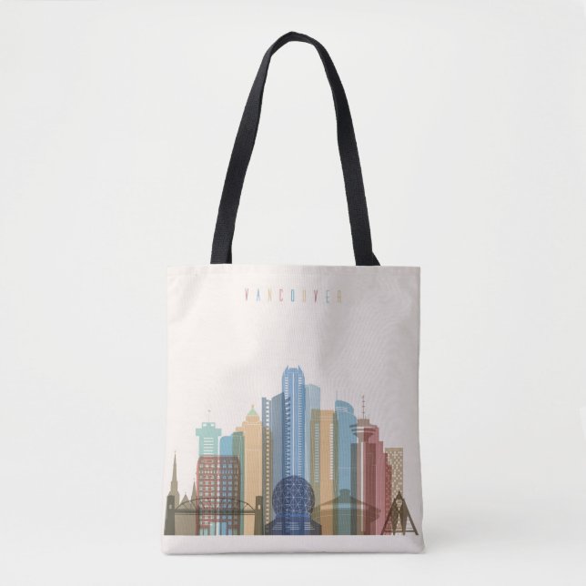 Bolsa Tote Skyline da cidade de Vancôver, Canadá | (Frente)