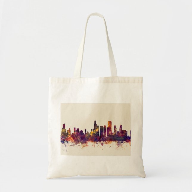 Bolsa Tote Skyline de Chicago Illinois (Frente)