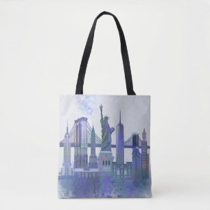 Bolsa Tote Skyline de Nova York - Azul-Cria