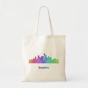 Bolsa Tote Skyline de Seattle do arco-íris