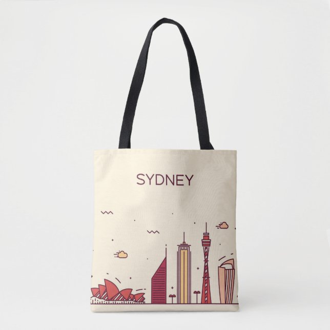 Bolsa Tote Skyline do Doodle de Sydney, Austrália | (Frente)
