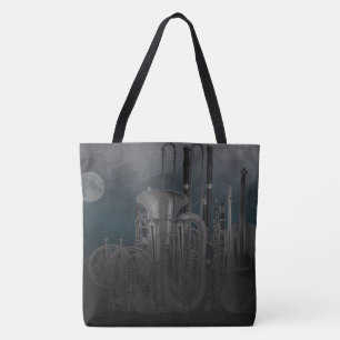 Bolsa Tote Skyline enluarada do Nighttime dos instrumentos da