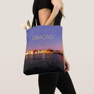 Bolsa Tote Skyline of Willemstad at Night (personalizável)