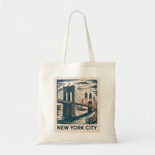 Bolsa Tote Skyline Retroativo da Ponte do Nova Iorque Brookly
