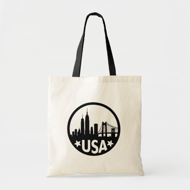 Bolsa Tote Skyline Silhouette EUA (Frente)