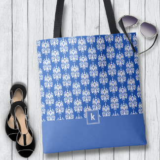 Bolsa Tote Slate Blue Cor damasco Monograma Toag