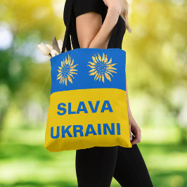 Bolsa Tote Slava Ucraniano Borracha Azul Dourada Ucrânia