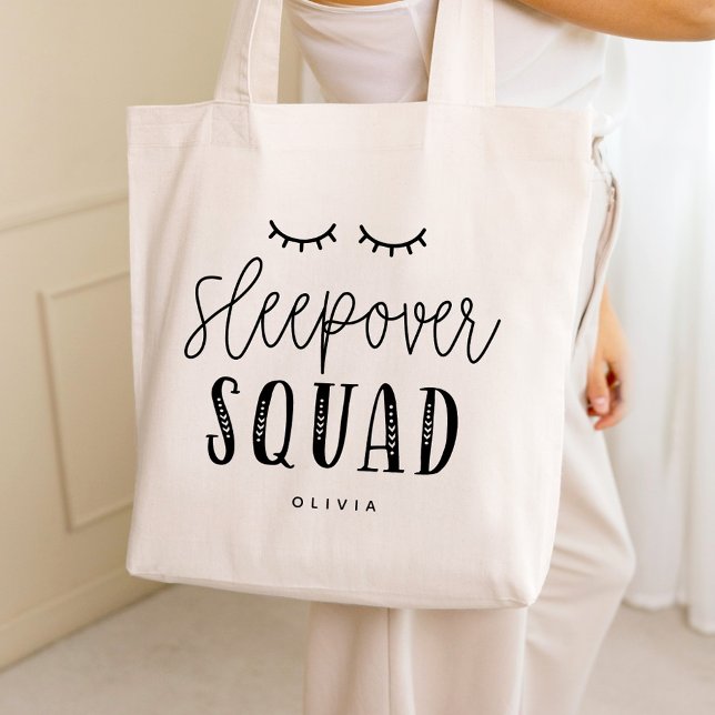 Bolsa Tote Sleepover Squad Editable Color SlumbParty (Criador carregado)