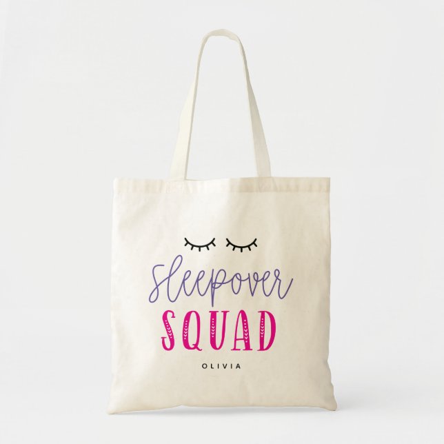 Bolsa Tote Sleepover Squad Editable Color SlumbParty (Frente)