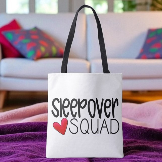 Bolsa Tote Sleepover Squad Heart Party Favor Custom (Criador carregado)