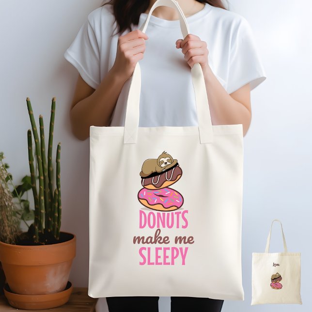 Bolsa Tote Sleepy Bonito Descansado em Rosquinhas de aspersão (Criador carregado)